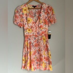 City Studio Floral Puff Sleeve Fit & Flare Dress – Size S (NWT)